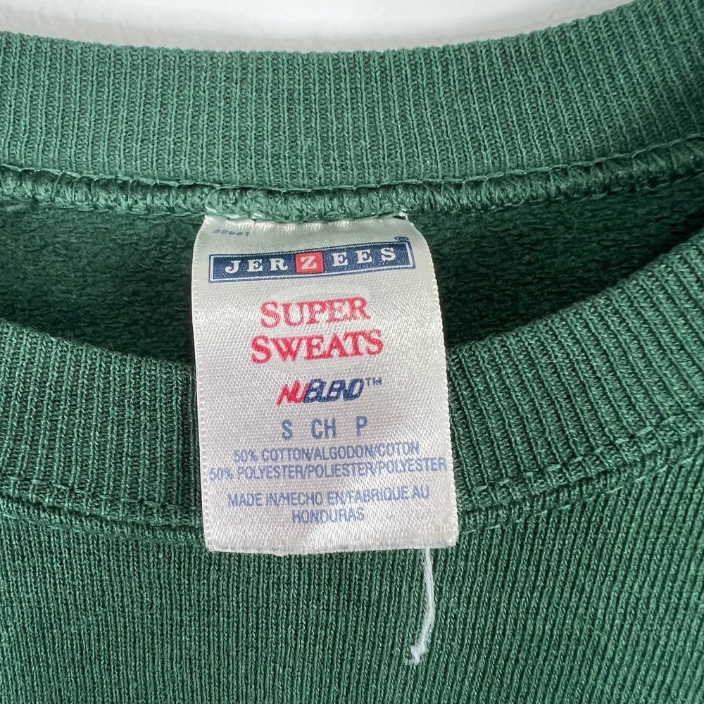 Vintage school sweater sweatshirt green and white Mossville Warriors Size Small - Picture 3 of 8